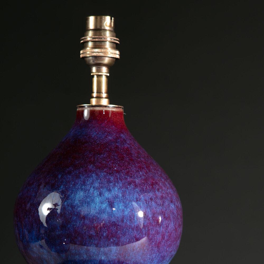 A Pair of Double Gourd Flambe Vases as Lamps