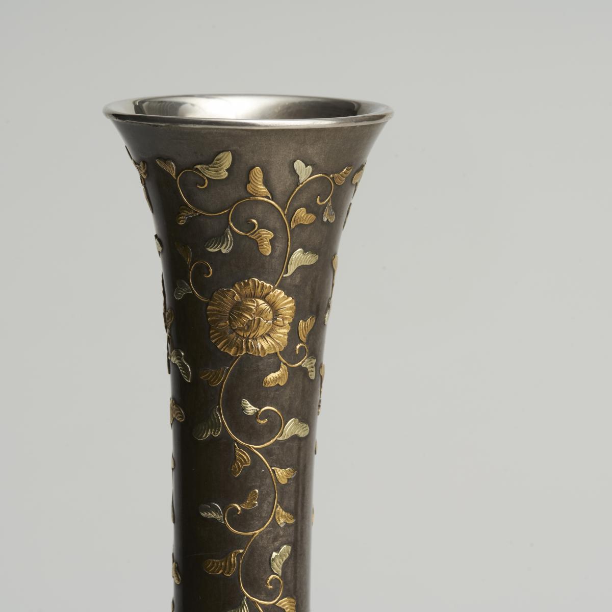Japanese Meiji Period silver vase