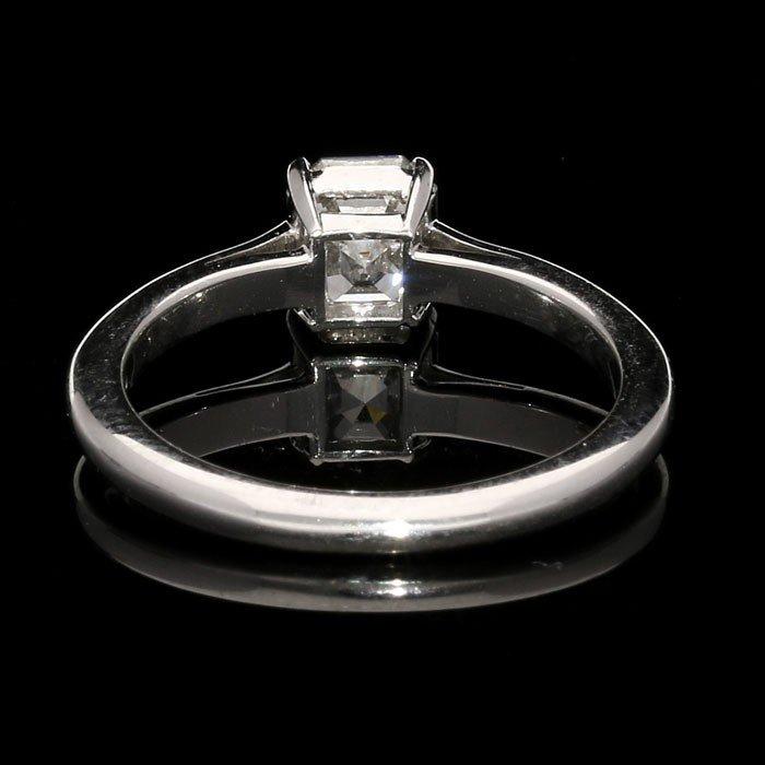A pretty 1.02ct Asscher cut diamond and platinum classic solitaire ring