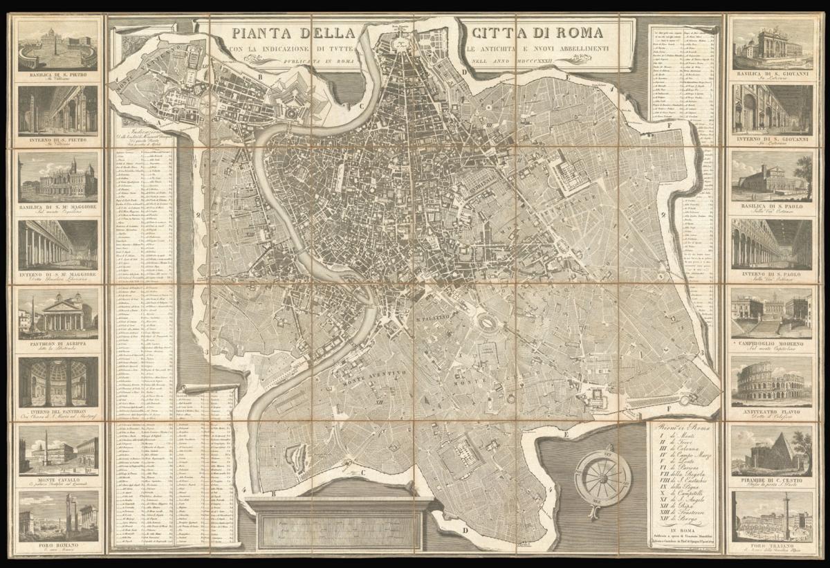 An early nineteenth century tourist map of Rome