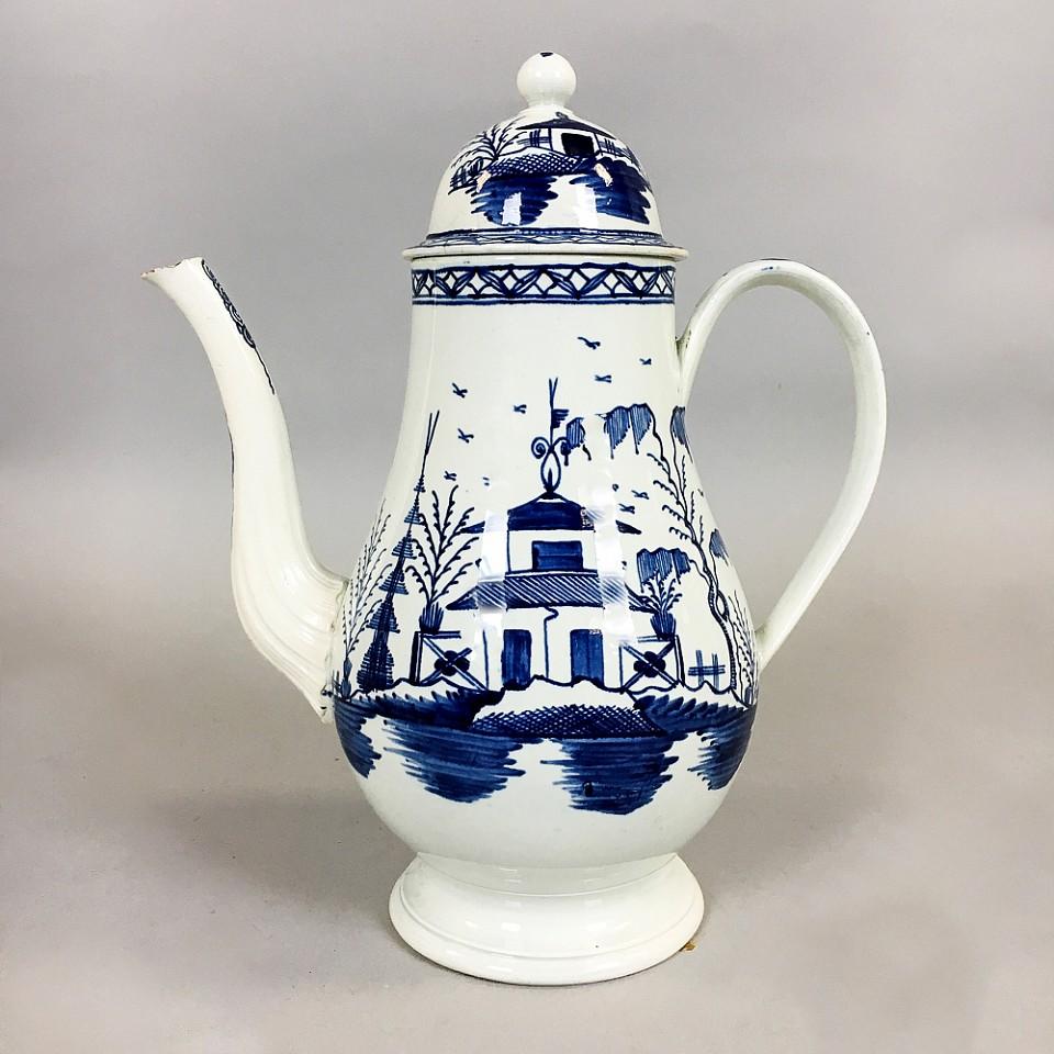 Blue and White Pearlware 18th Century Coffeepot, 1785