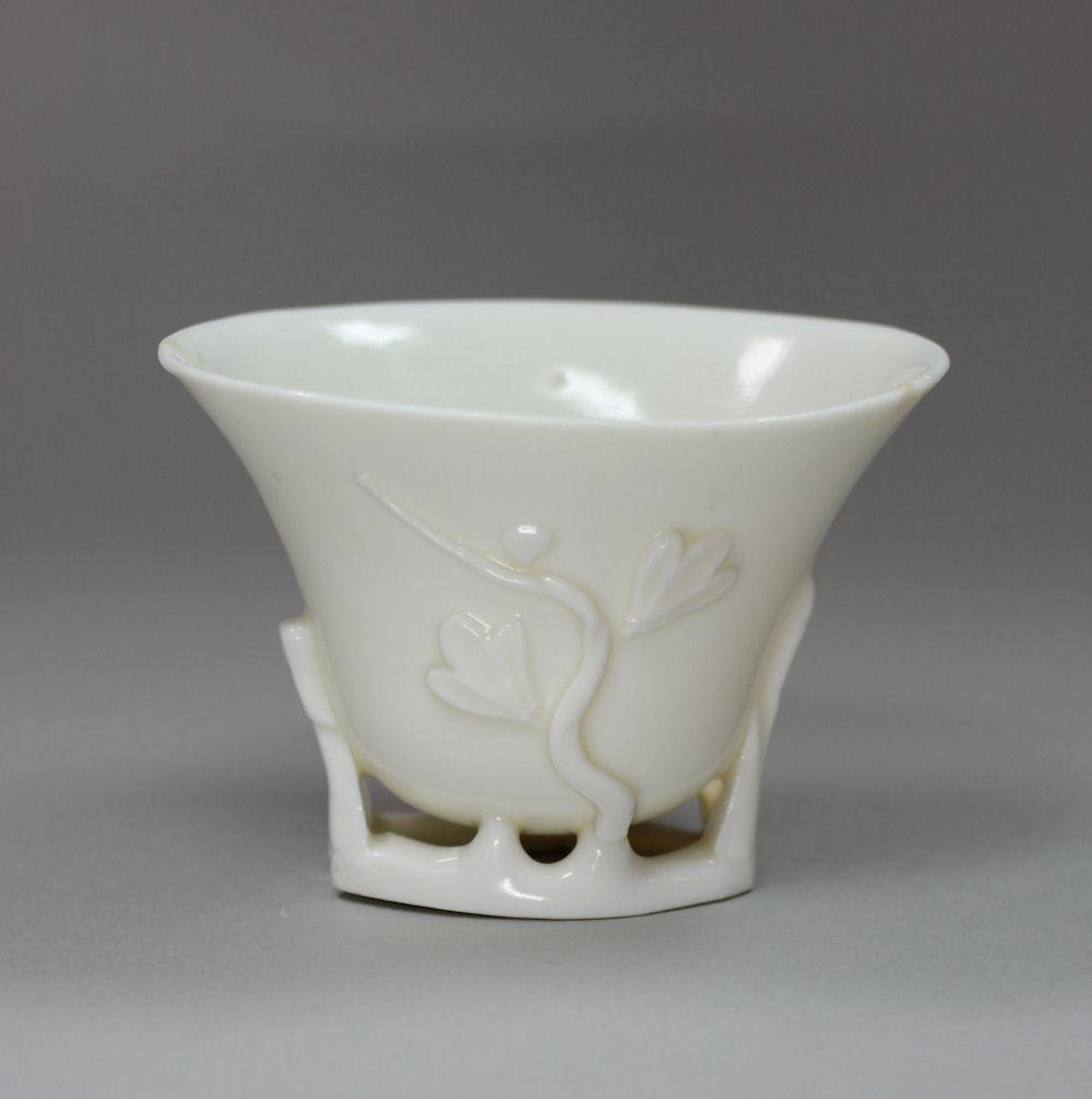 Chinese blanc de chine libation cup, in the shape of a magnolia-flower, c. 1700