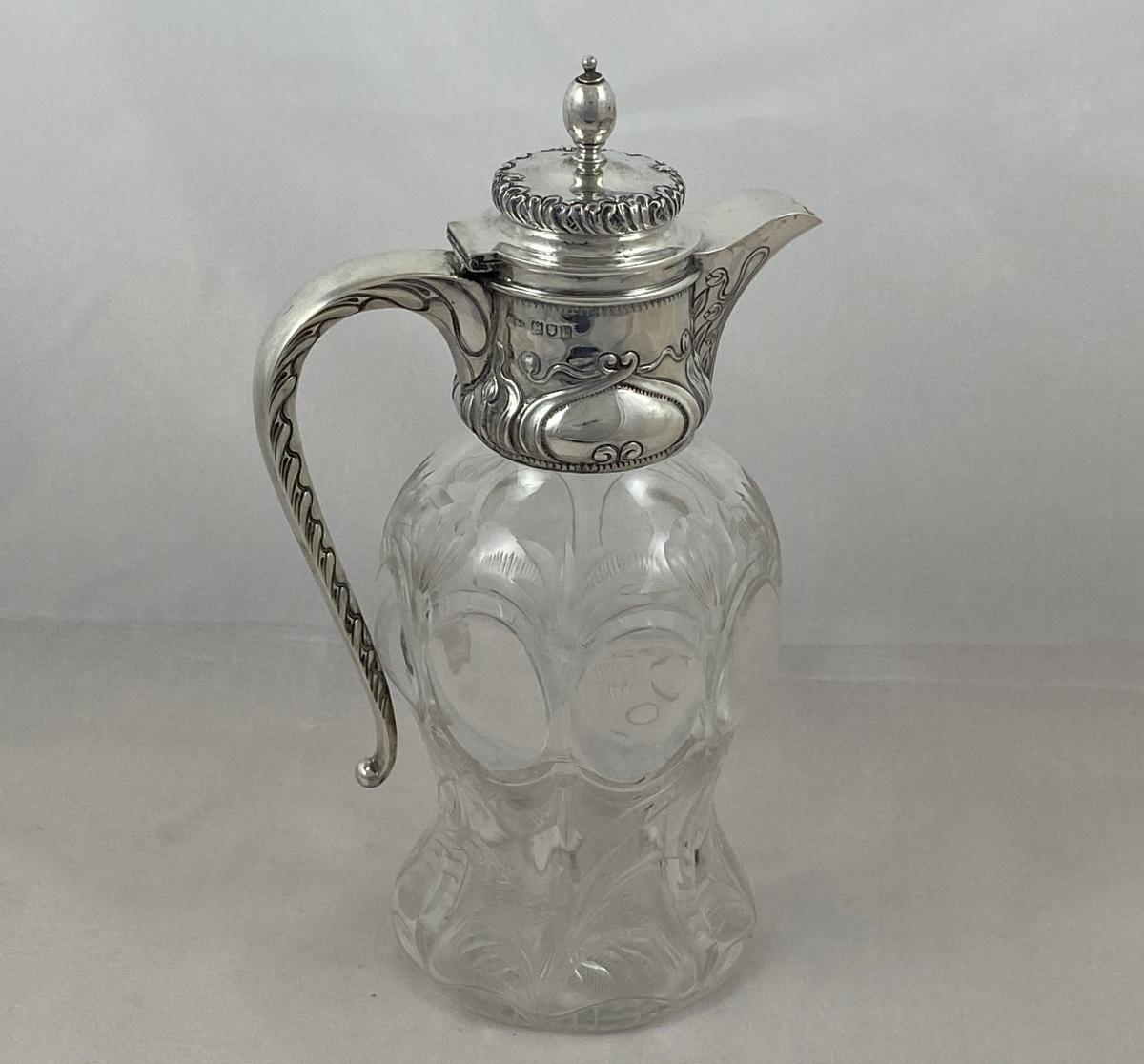 John Grinsell silver claret wine jug 1905