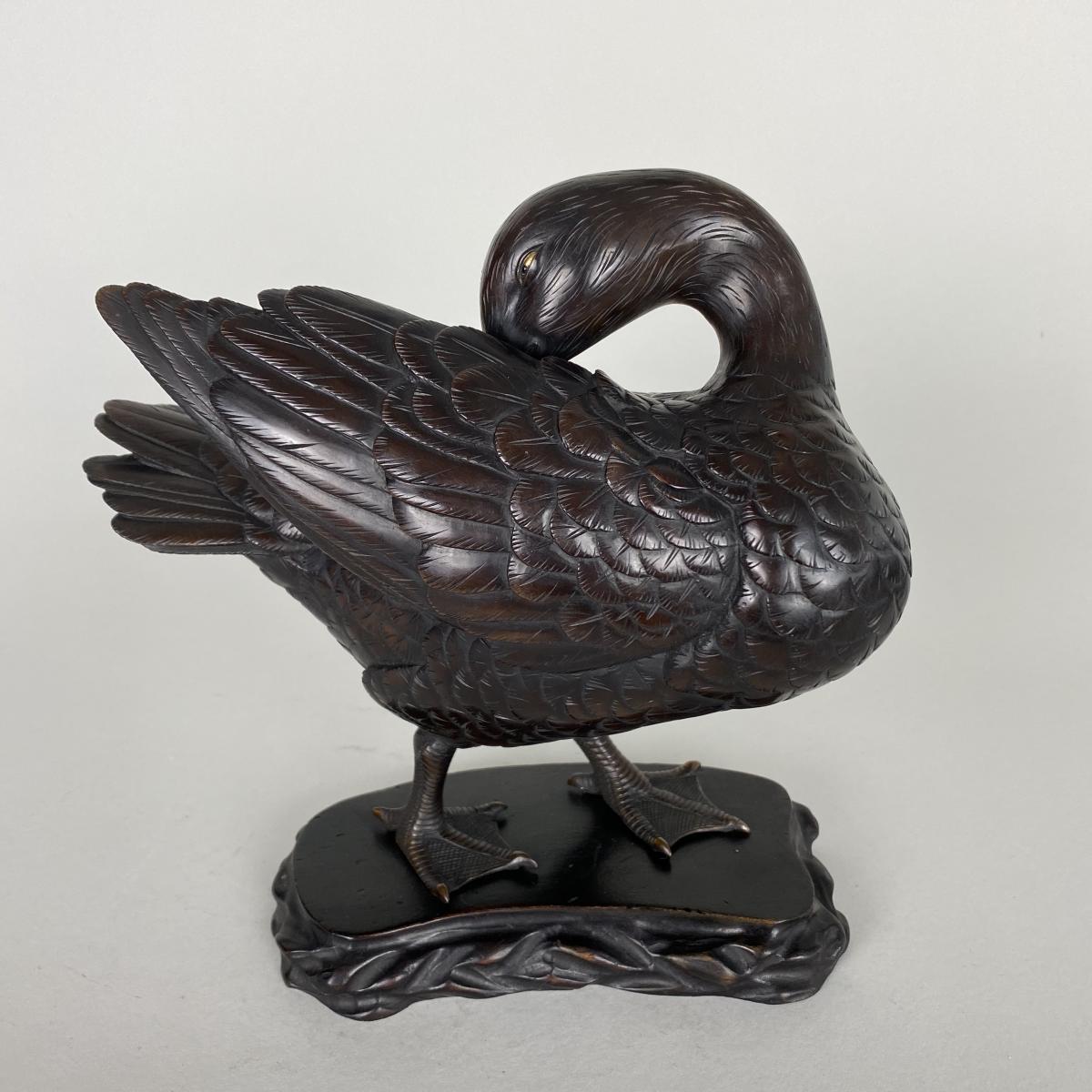 Bronze Okimono of a duck