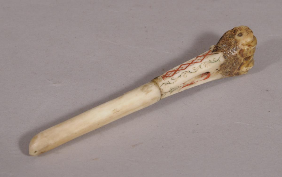 S/4180 Antique 18th Century Initialled and Dated Bone Apple Corer