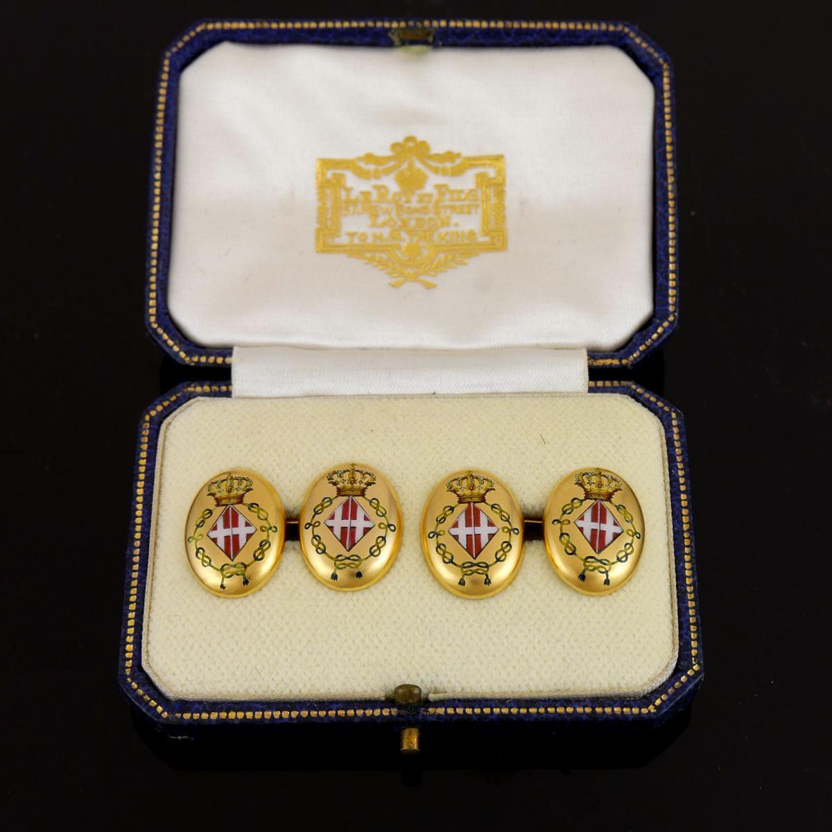 A Pair of Queen Margherita of Italy Royal Presentation Cufflinks, 1890