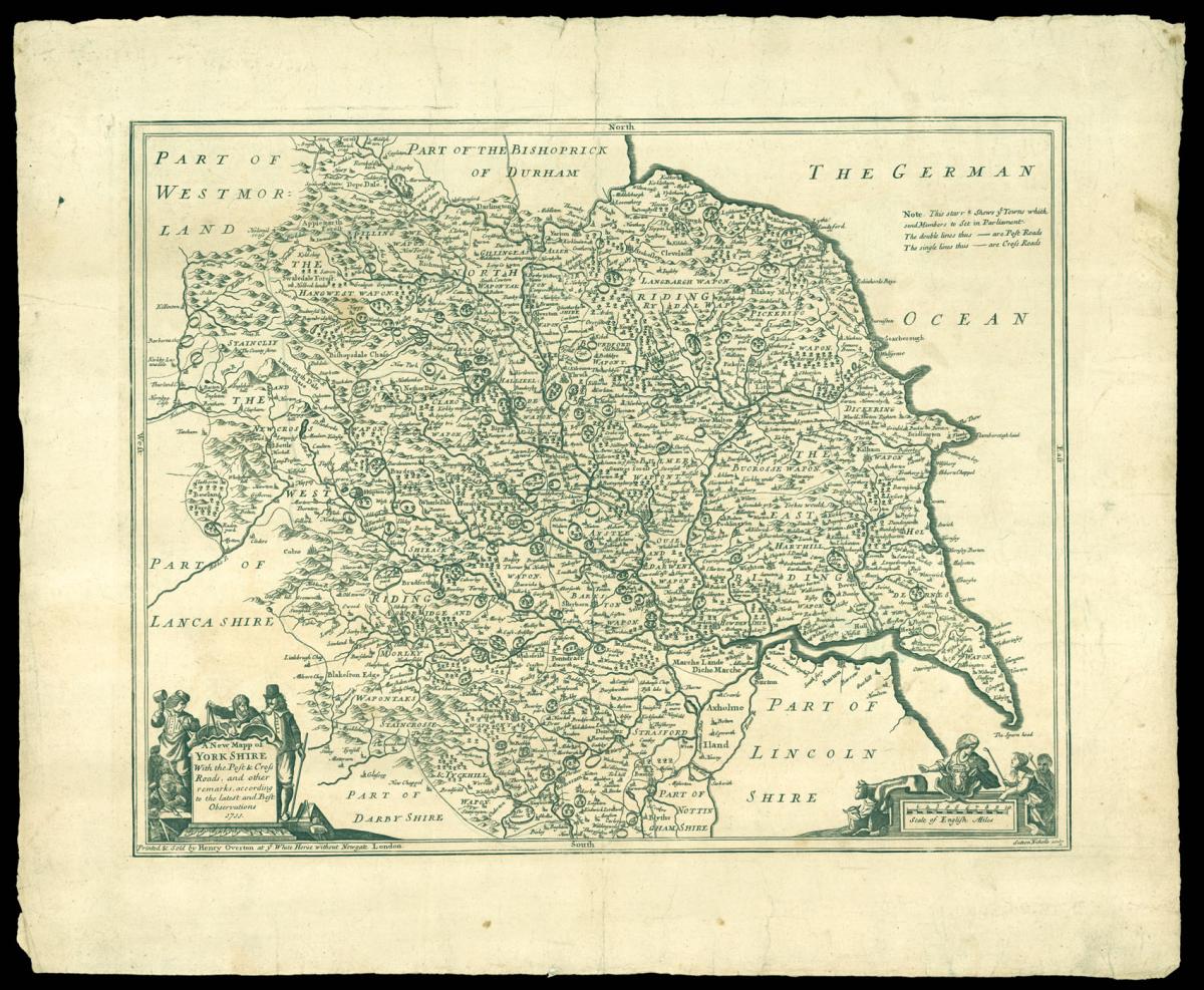 Overton's rare map of Yorkshire