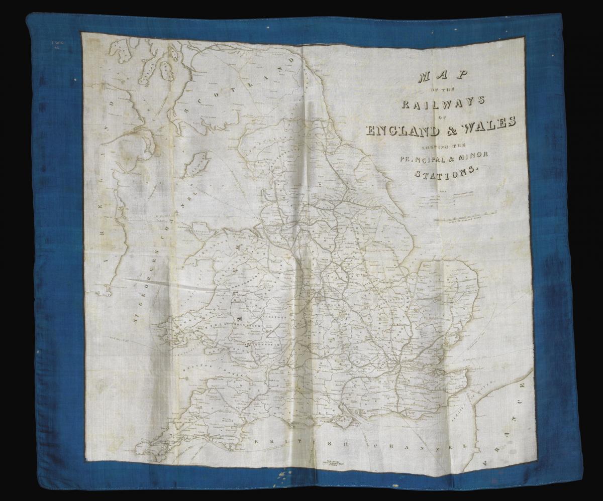 Rare railway map of England and Wales printed on silk