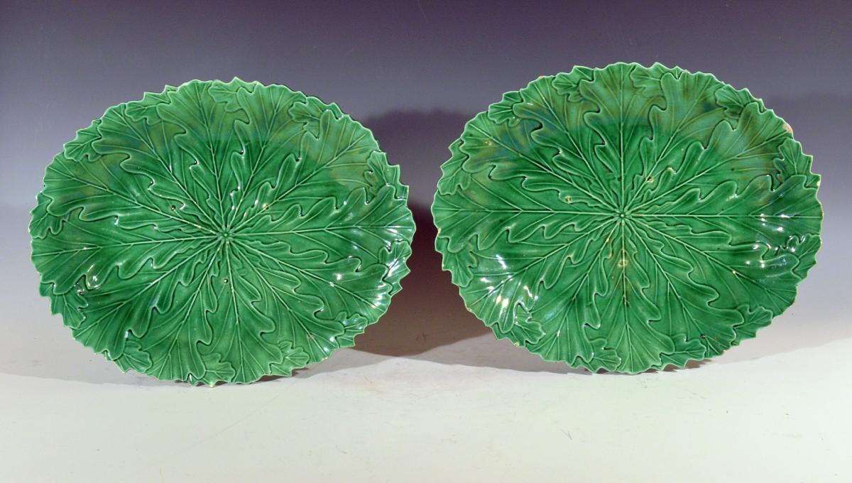 Pair of Greenware Pearlware pottery Oval Dishes, Pobably Brameld Pottey, Yorkshire, Circa 1820