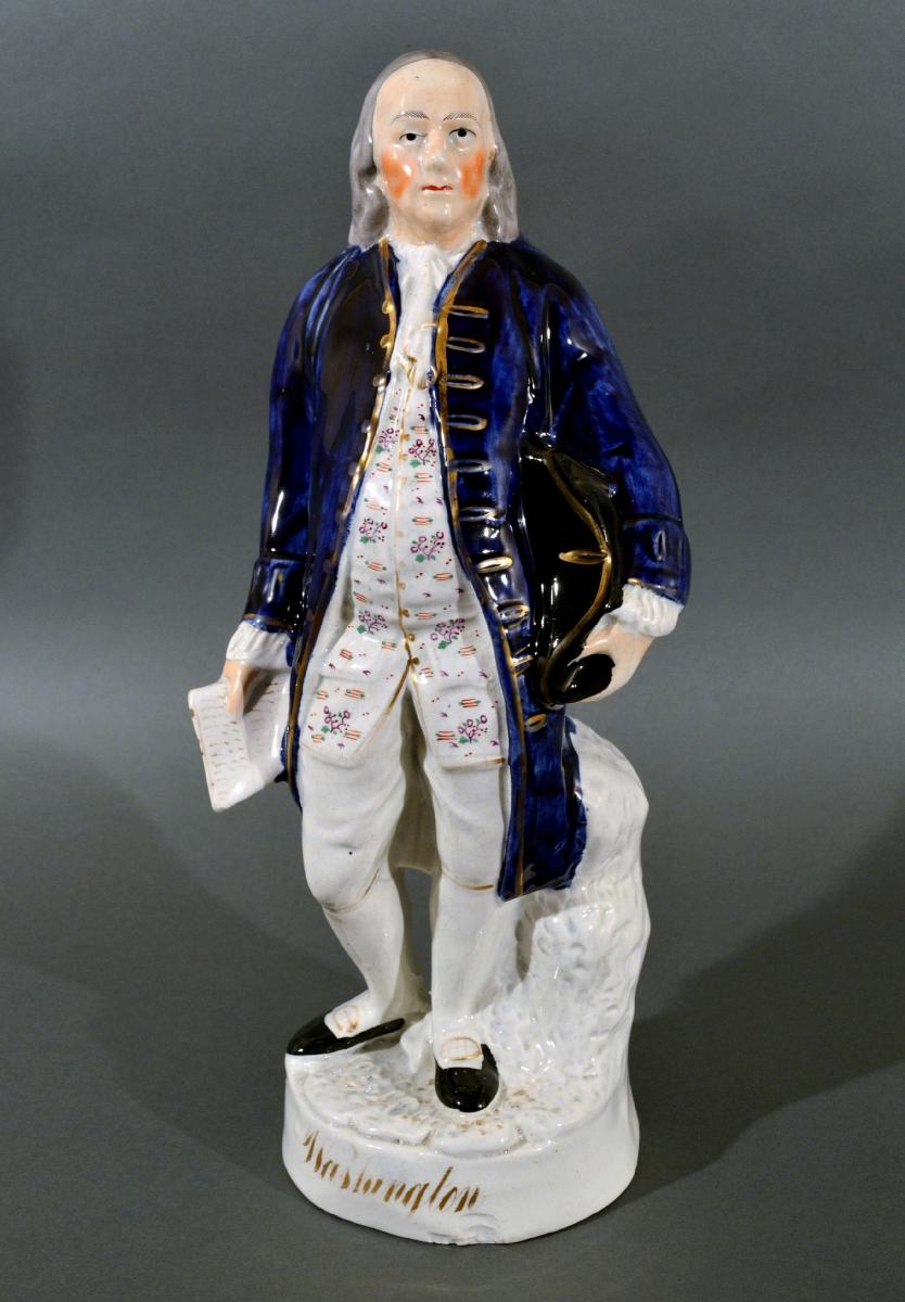 Large Staffordshire Figure of Benjamin Franklin but named Washington for George Washington, Mid-19th Century