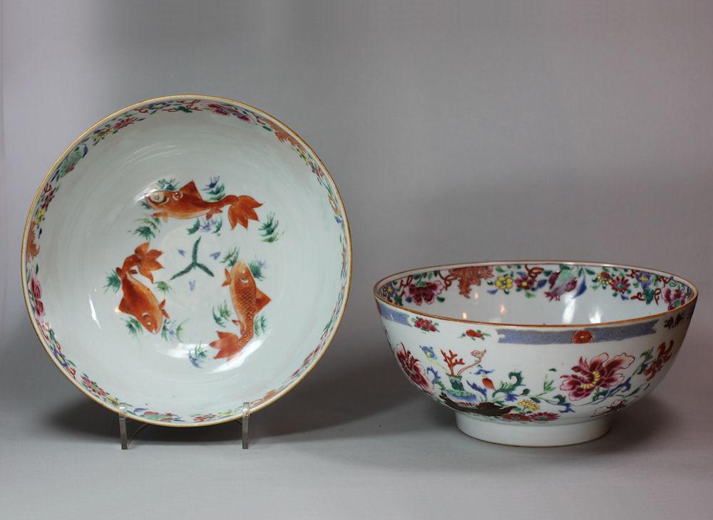 Pair of Chinese famille rose fish bowls, Qianlong (1736-95)