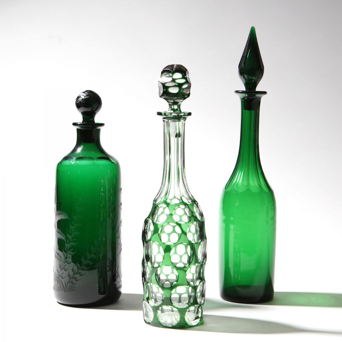 green glass decanters