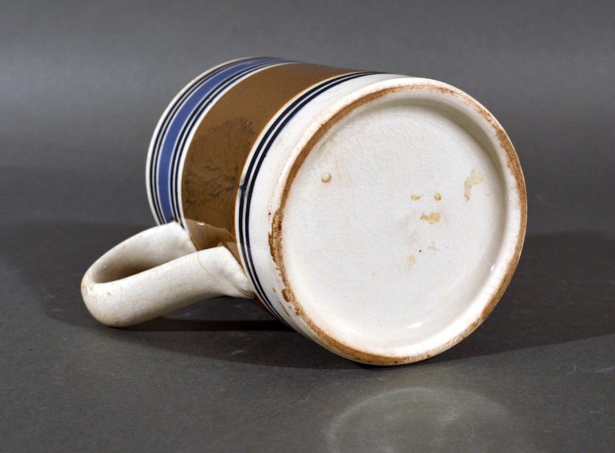 Mocha Pottery Large Pearlware Mug, Probably South Wales Pottery, Llanelli Early 20th century