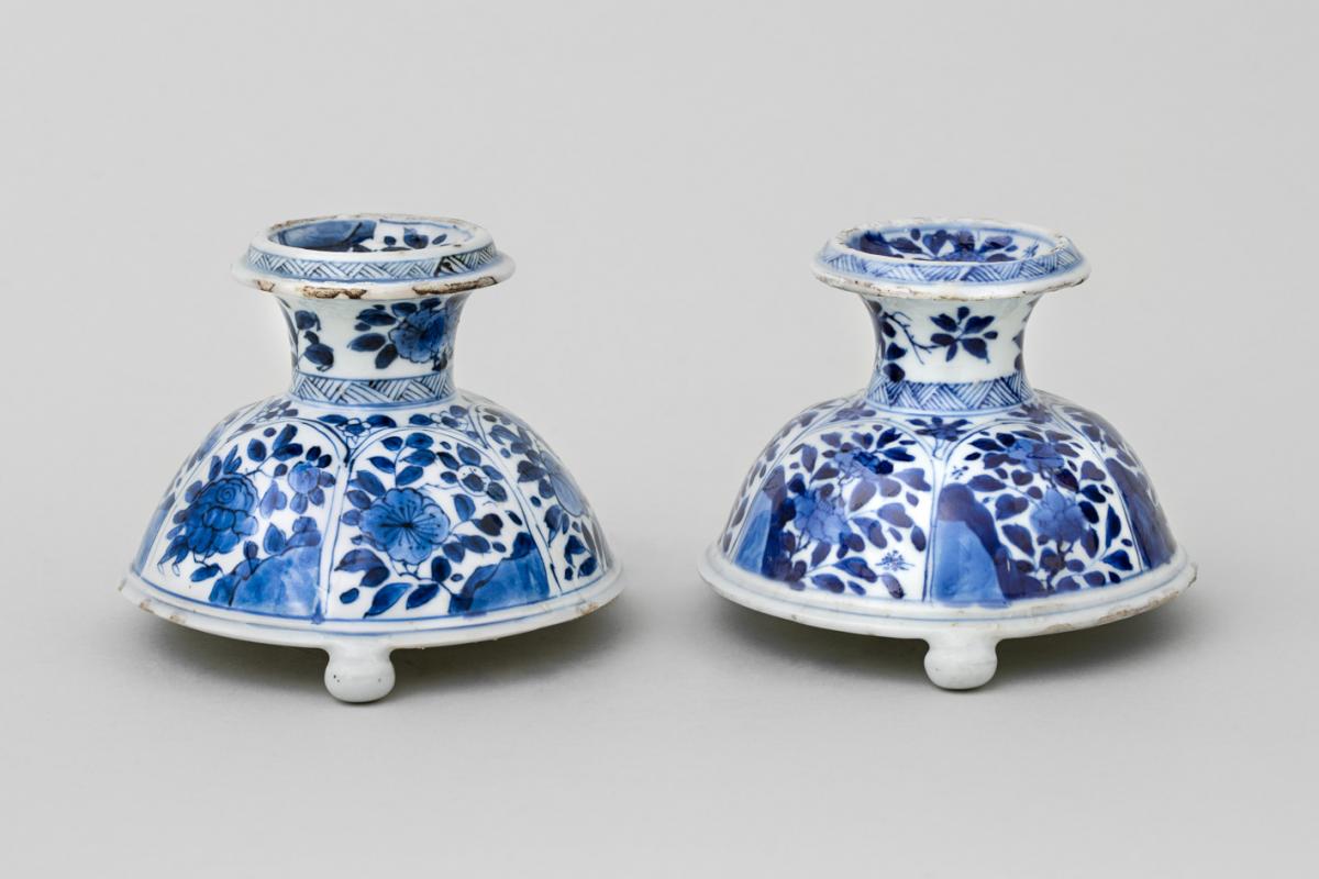 A Near Pair of Chinese Blue And White Tripod Salts