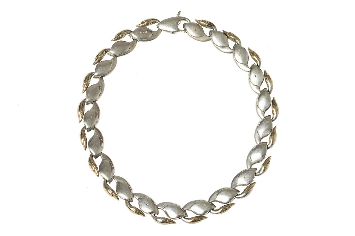 Vintage Swan Link Necklace in Silver and Gold, London 1979 | BADA