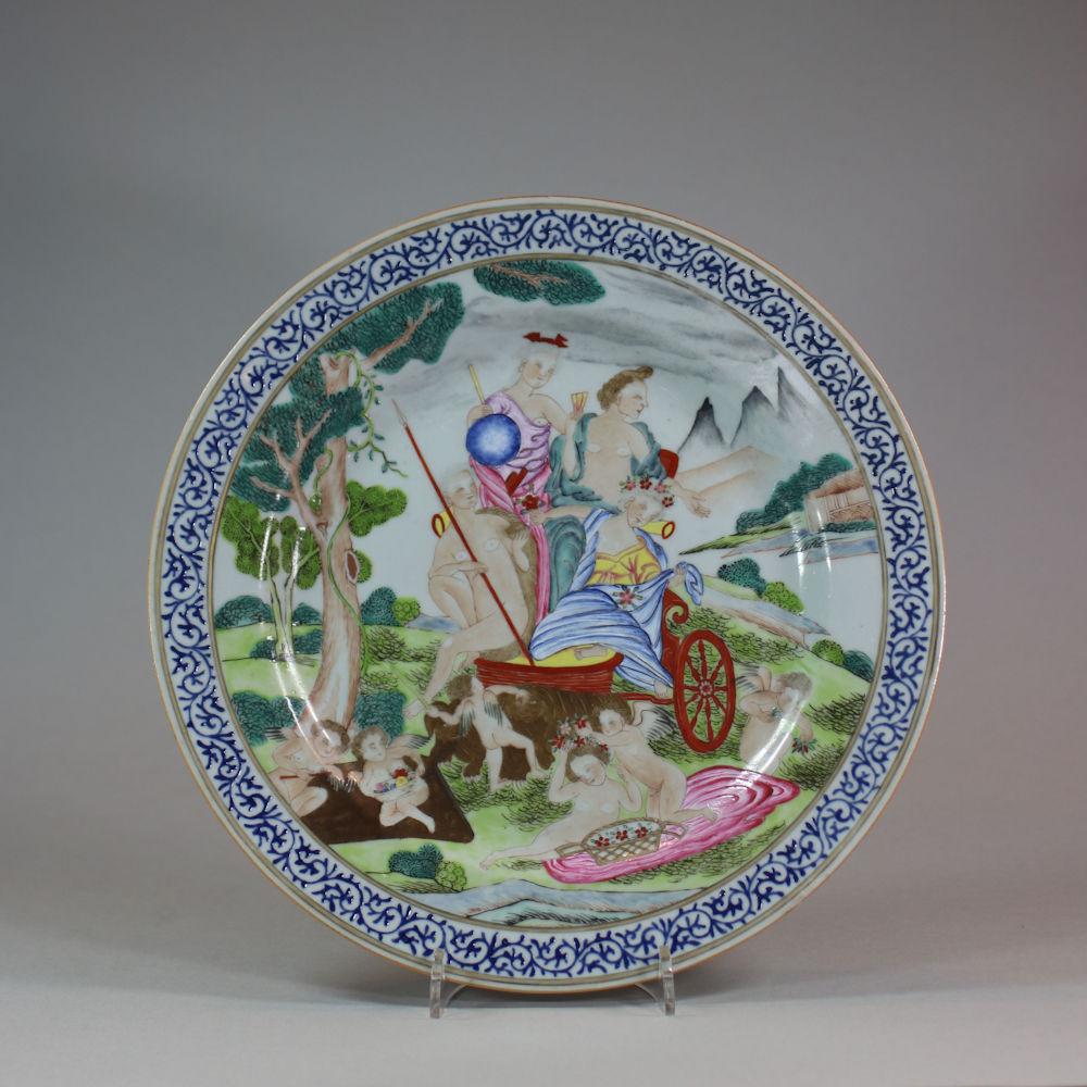 Chinese famille rose mythological subject plate, Qianlong (1736-1795)