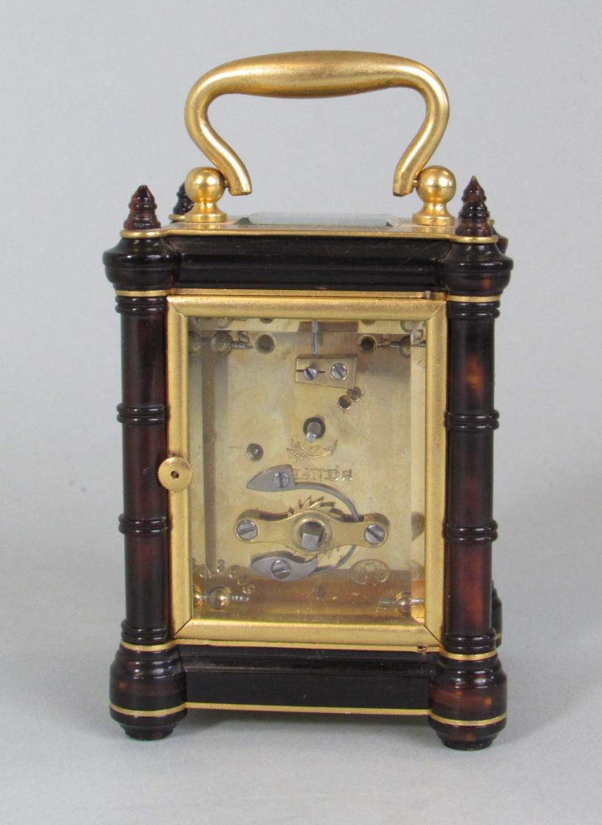 Drocourt miniature tortoiseshell carriage clock rear