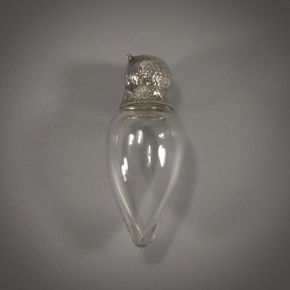 Edward VII Novelty Silver Owl Scent Bottle