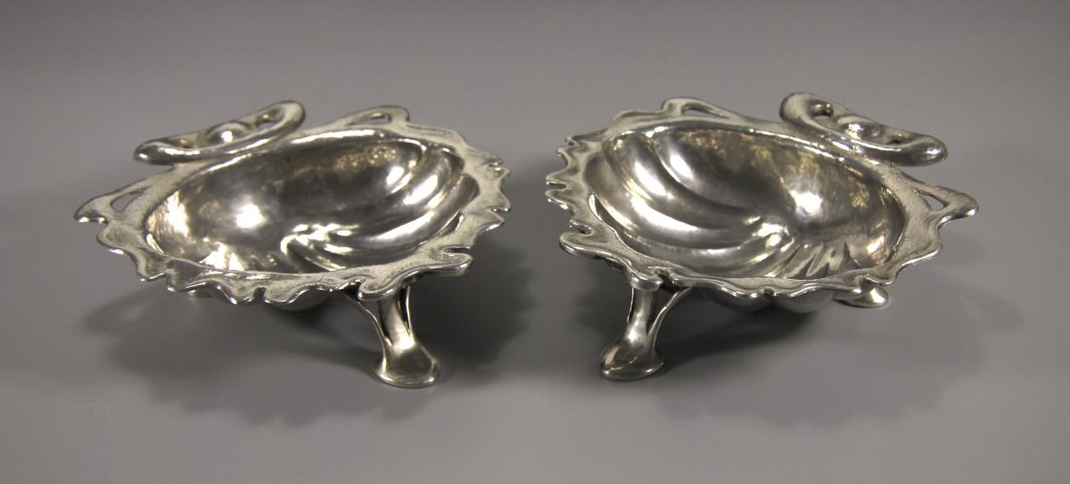 Silver Arts and Crafts Shell Butter Dishes