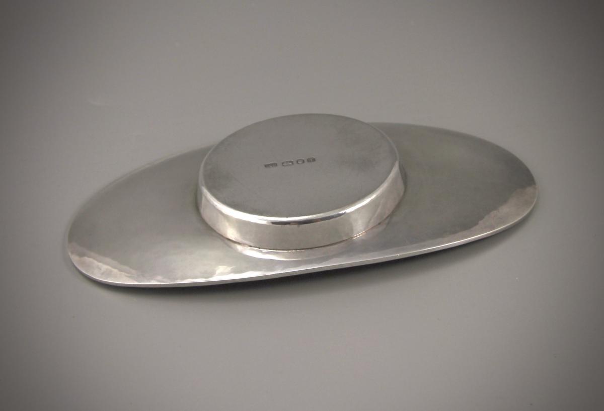 Arts and Crafts Sterling Silver Butter Dish and Butter Knife by Leslie Durbin