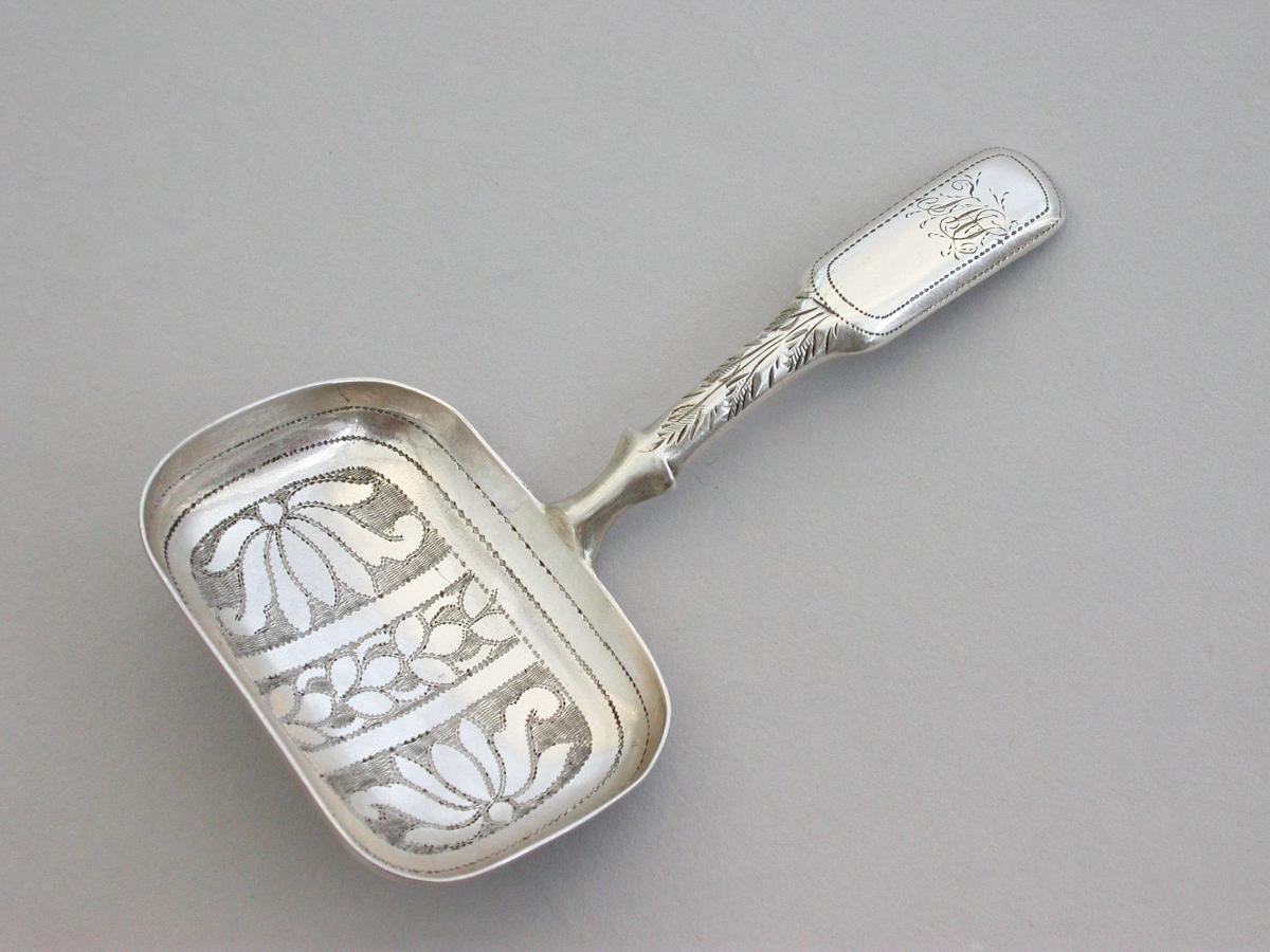 George III Silver Caddy Spoon With Rectangular Bowl