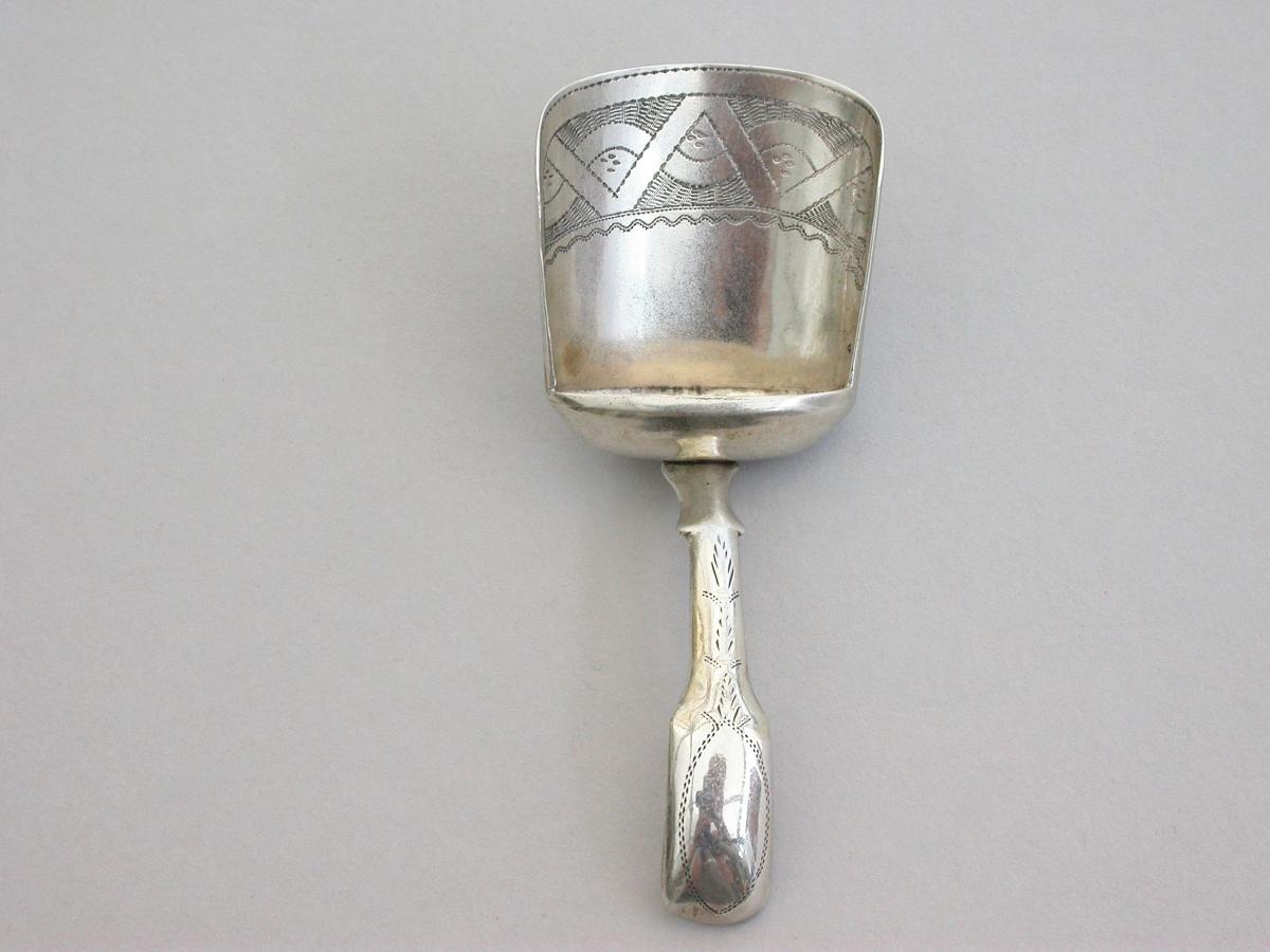 George III Silver Caddy Spoon With Shovel Bowl