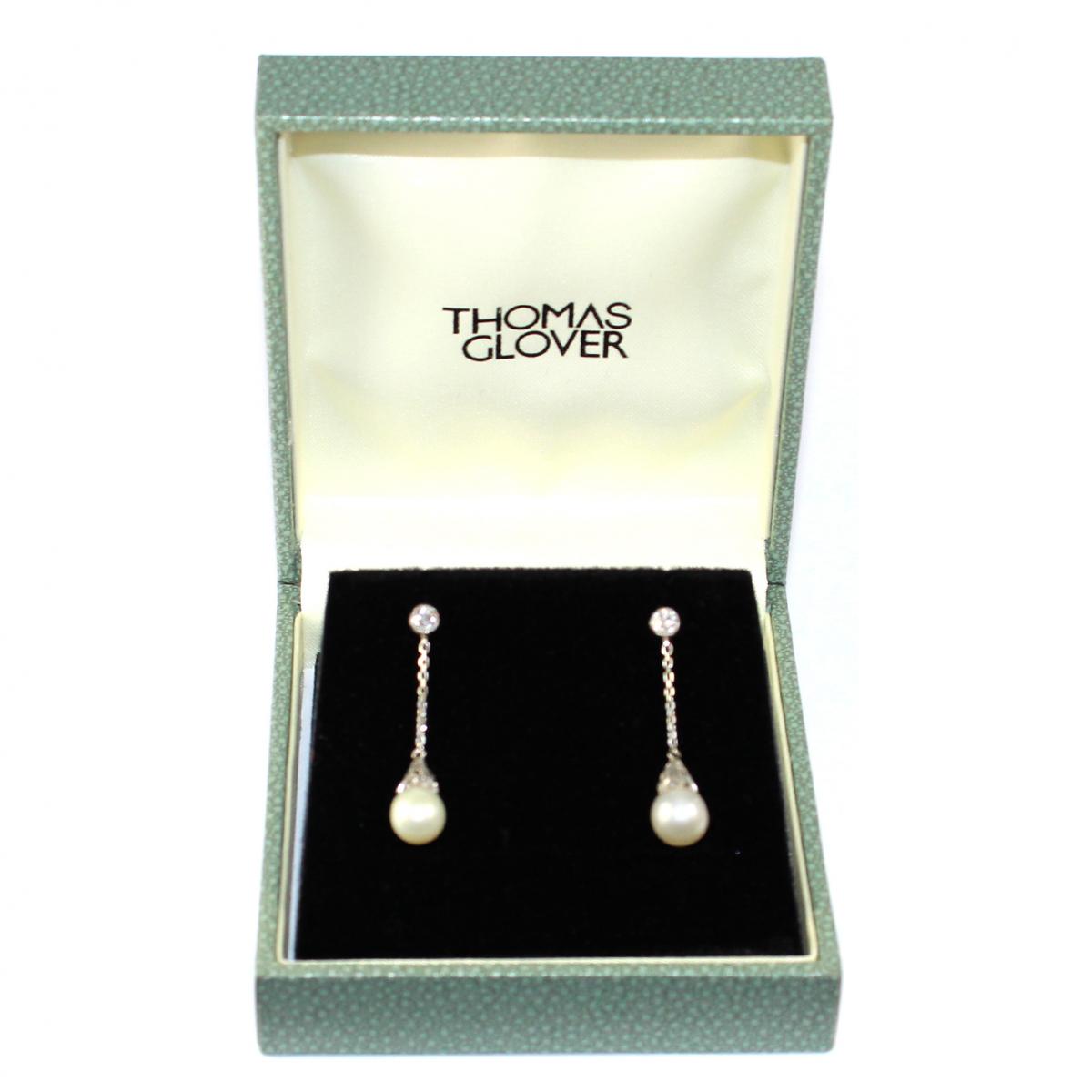 Art Deco Natural Pearl and Diamond Earrings circa 1930