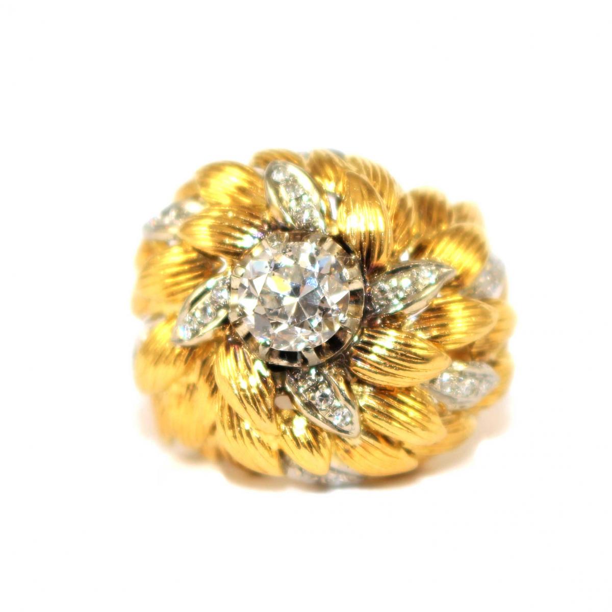 Bombe Diamond Ring c.1950 (possibly Kutchinsky)