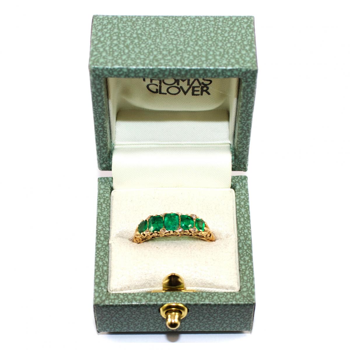 Edwardian Emerald 5 Stone Ring 