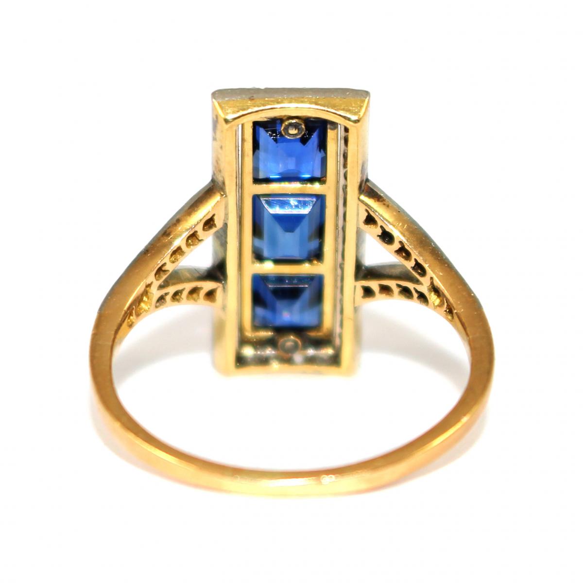 Art Deco Sapphire Tablet Ring 