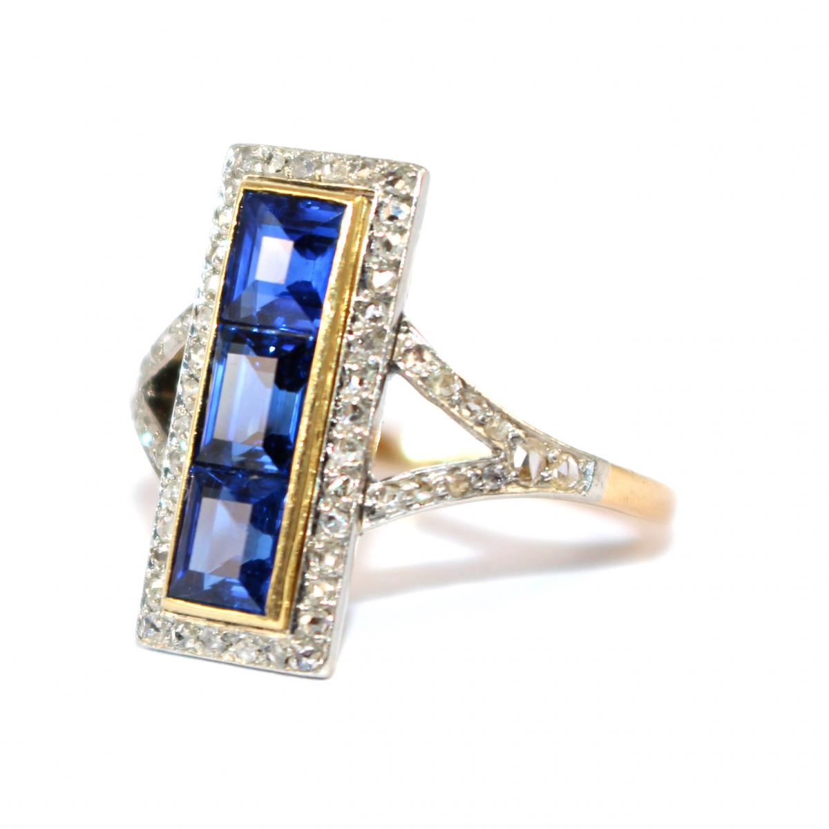 Art Deco Sapphire Tablet Ring c.1930