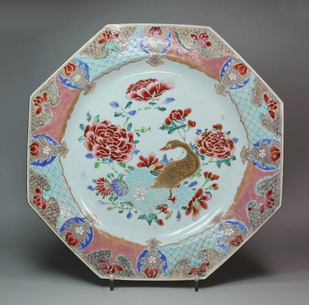 Chinese octagonal famille rose dish, Yongzheng (1723-35)