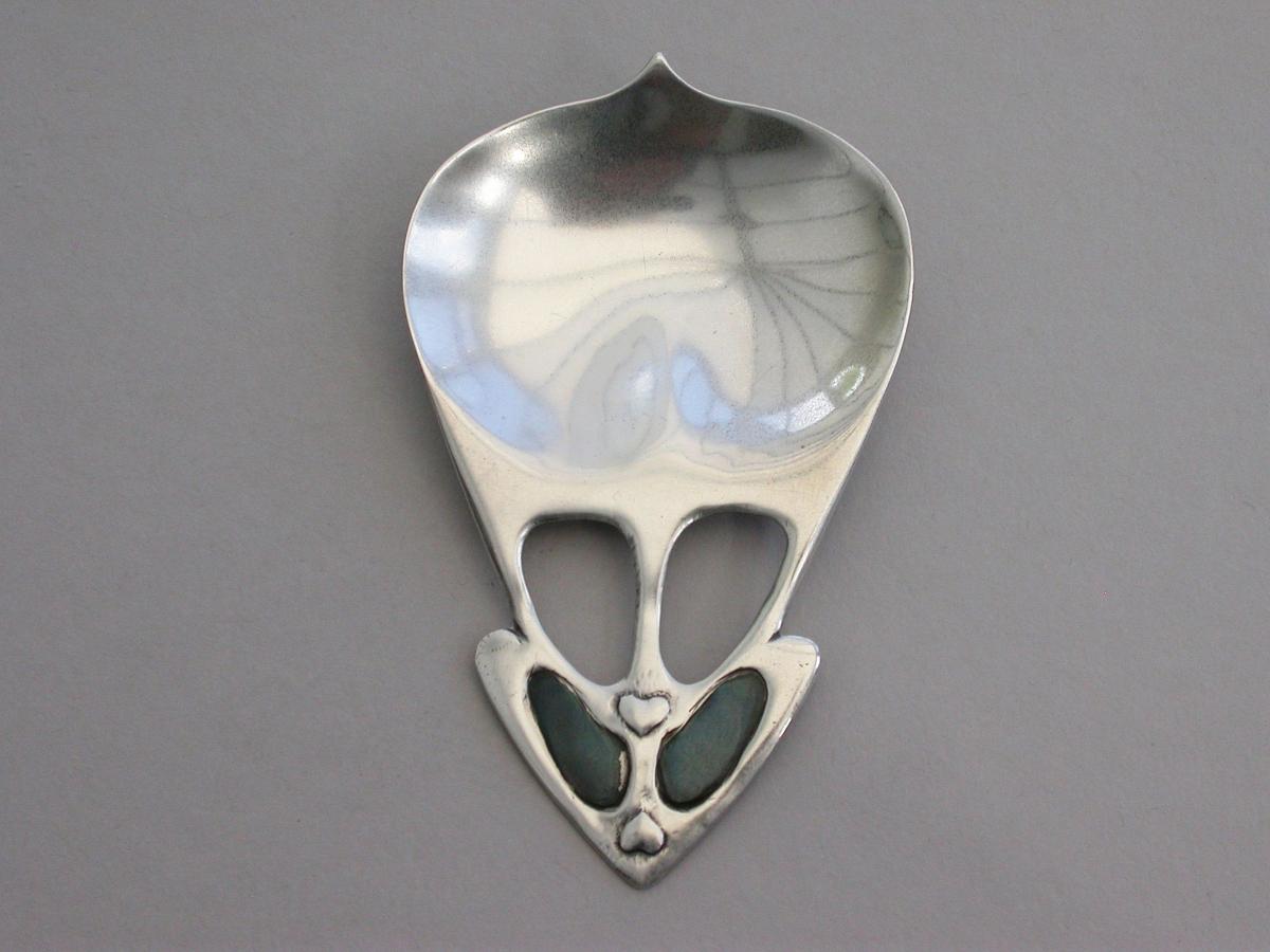 Arts & Crafts Mixed Metals Silver Caddy Spoon - CYMRIC