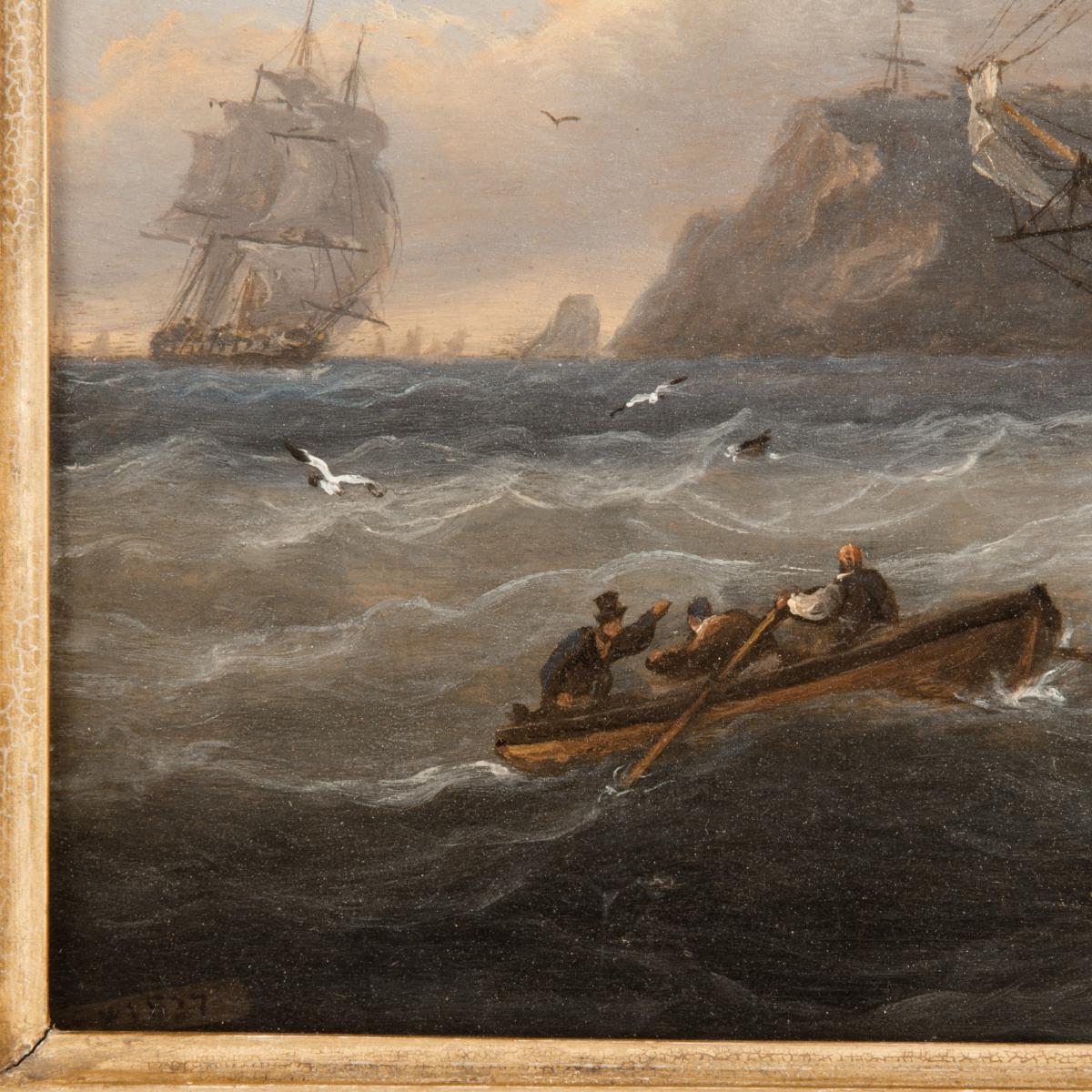 Thomas Luny – HMS Bellerophon leaving Torbay with the defeated Emperor Napoleon aboard