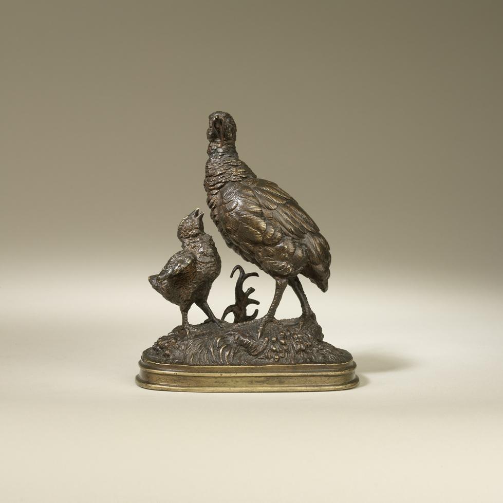 Partridge and Chick, 1870  Ferdinand Pautrot, (French, 1832 - 1874)