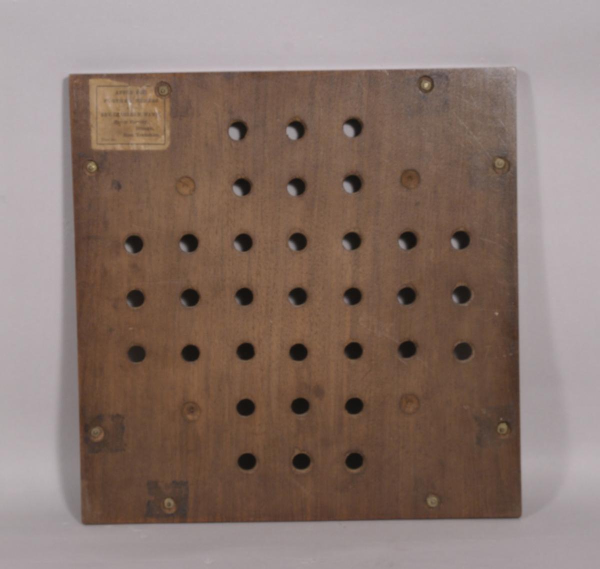 S/4191 Antique Treen 19th Century Mahogany Solitaire Board