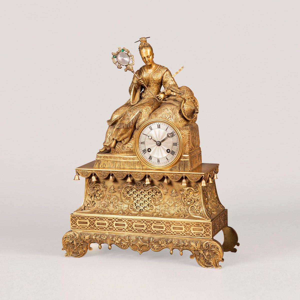 French Antique Gilt Bronze Mantle Clock