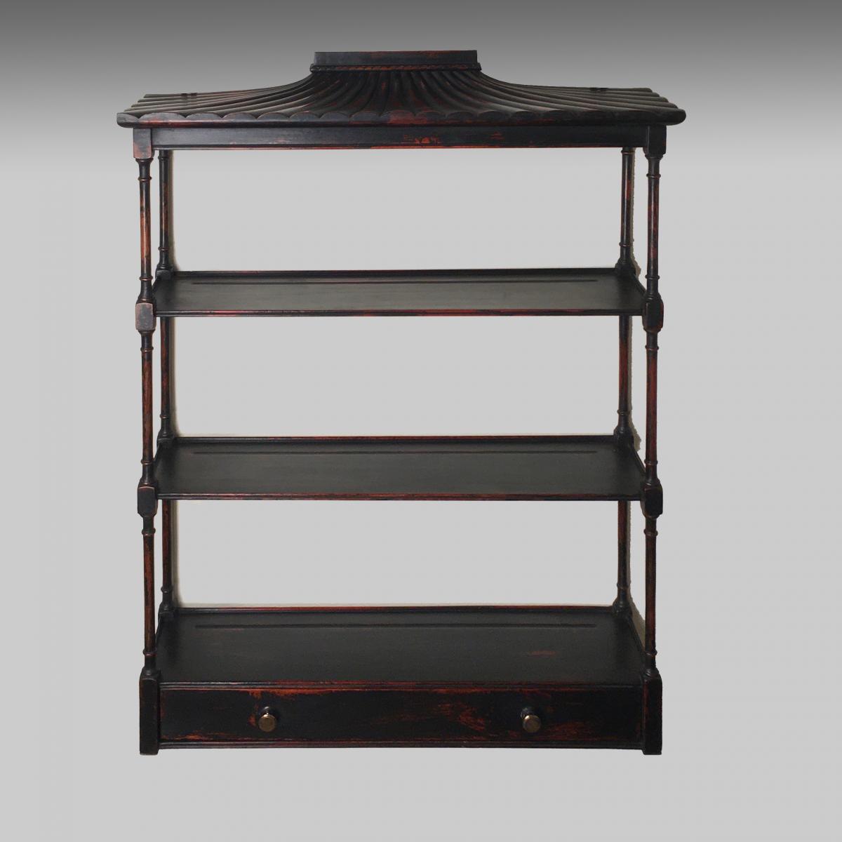 Chinese antique pagoda topped display shelves