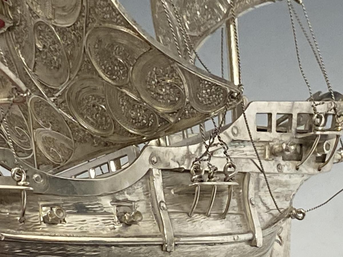 Santa Maria sterling silver galleon ship model 