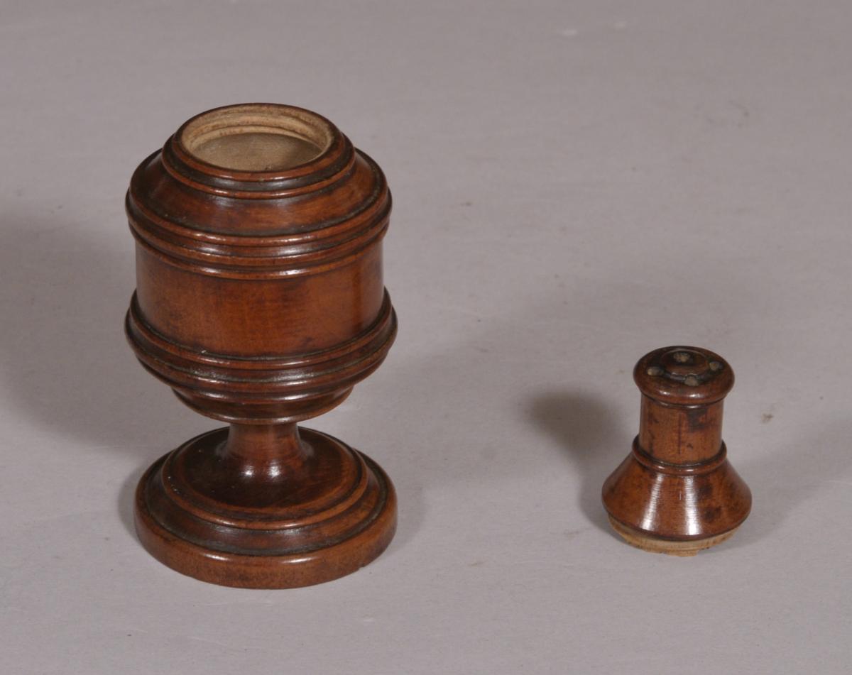 S/4199 Antique Treen 19th Century Fruitwood Pepperette or Spice Shaker