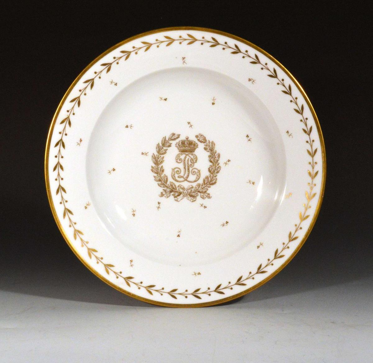 Sevres Crested Porcelain Soup Plate, Louis Philippe I, Château de Compiègne, 1845