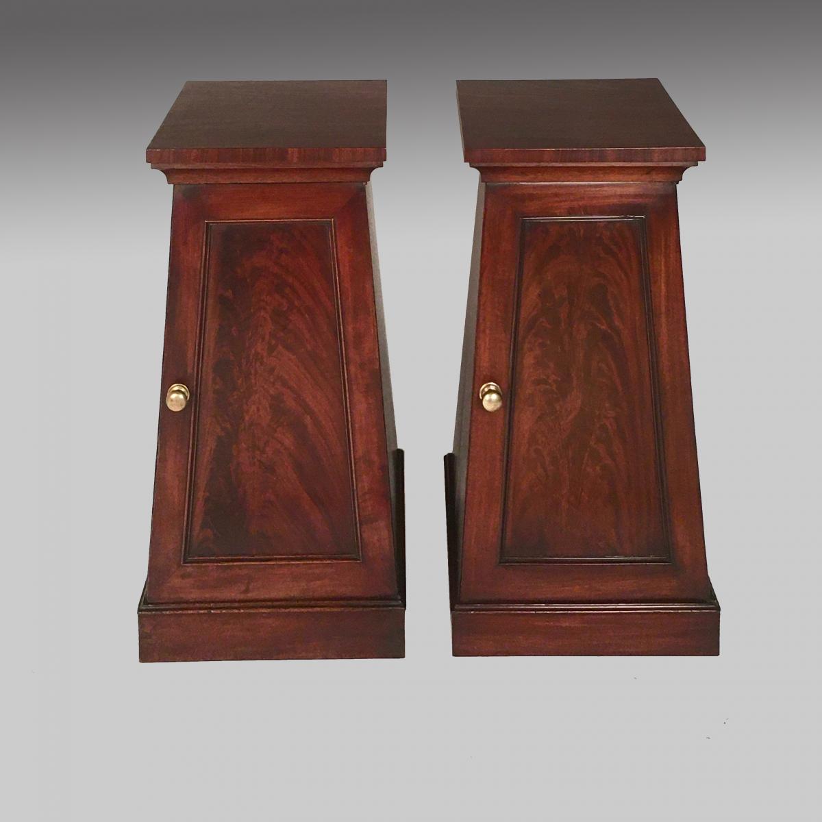 Pair Regency tapered mahogany pedestal cabinets