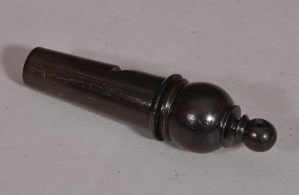S/4207 Antique Treen 19th Century Rosewood Dog Whistle