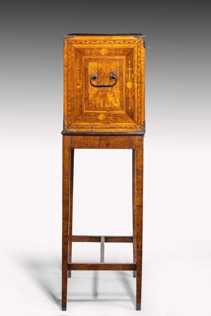 17th Century Marquetry Fall Front Cabinet on Stand