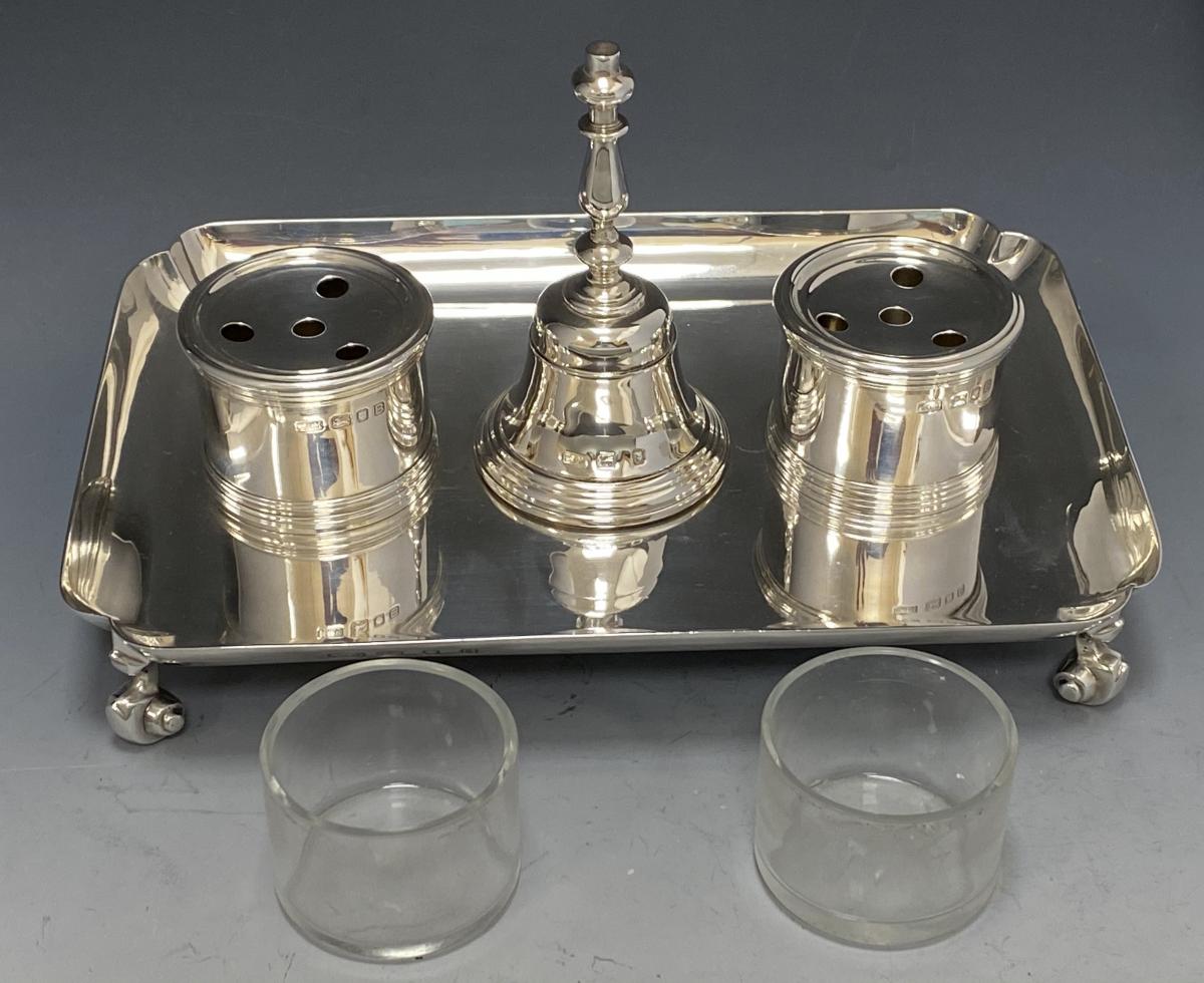 Lamerie style silver inkstand 1937 Chapple and Mantell
