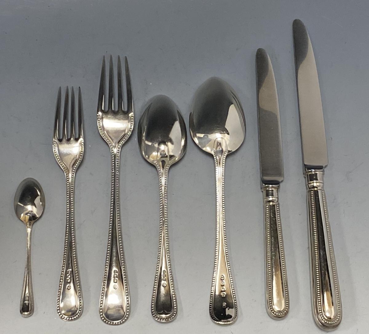 Hutton Bead pattern silver cutlery flatware William Hutton 1902