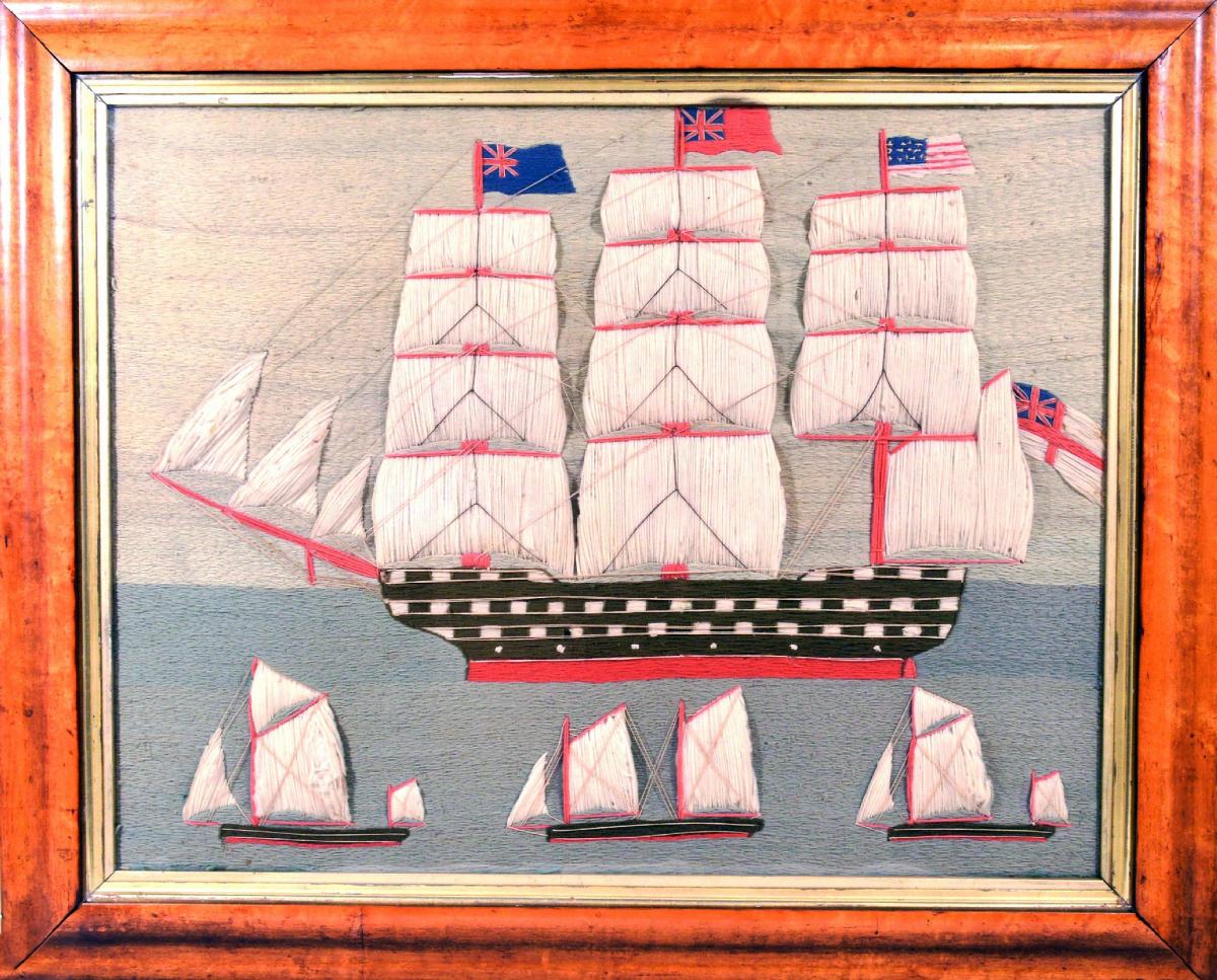 British Sailor's Woolwork With Trapunto Sails, Late 19th Century