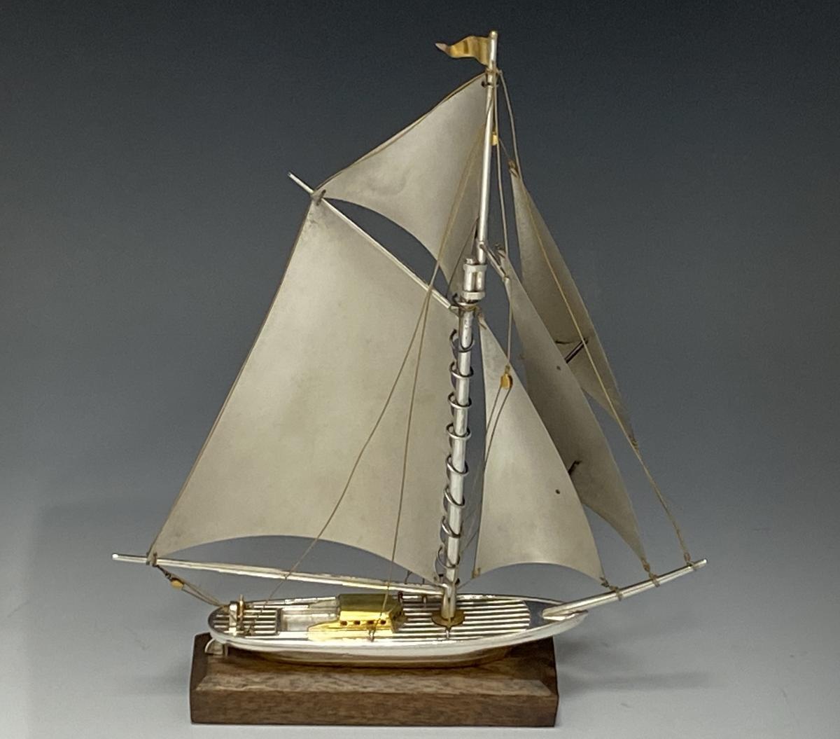 Silver model Yacht boat ship Seki Takehiko