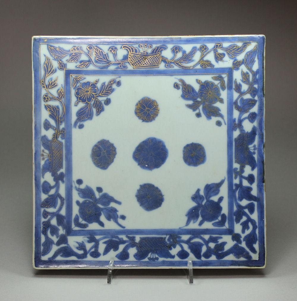 Chinese blue and white tile, 18th century