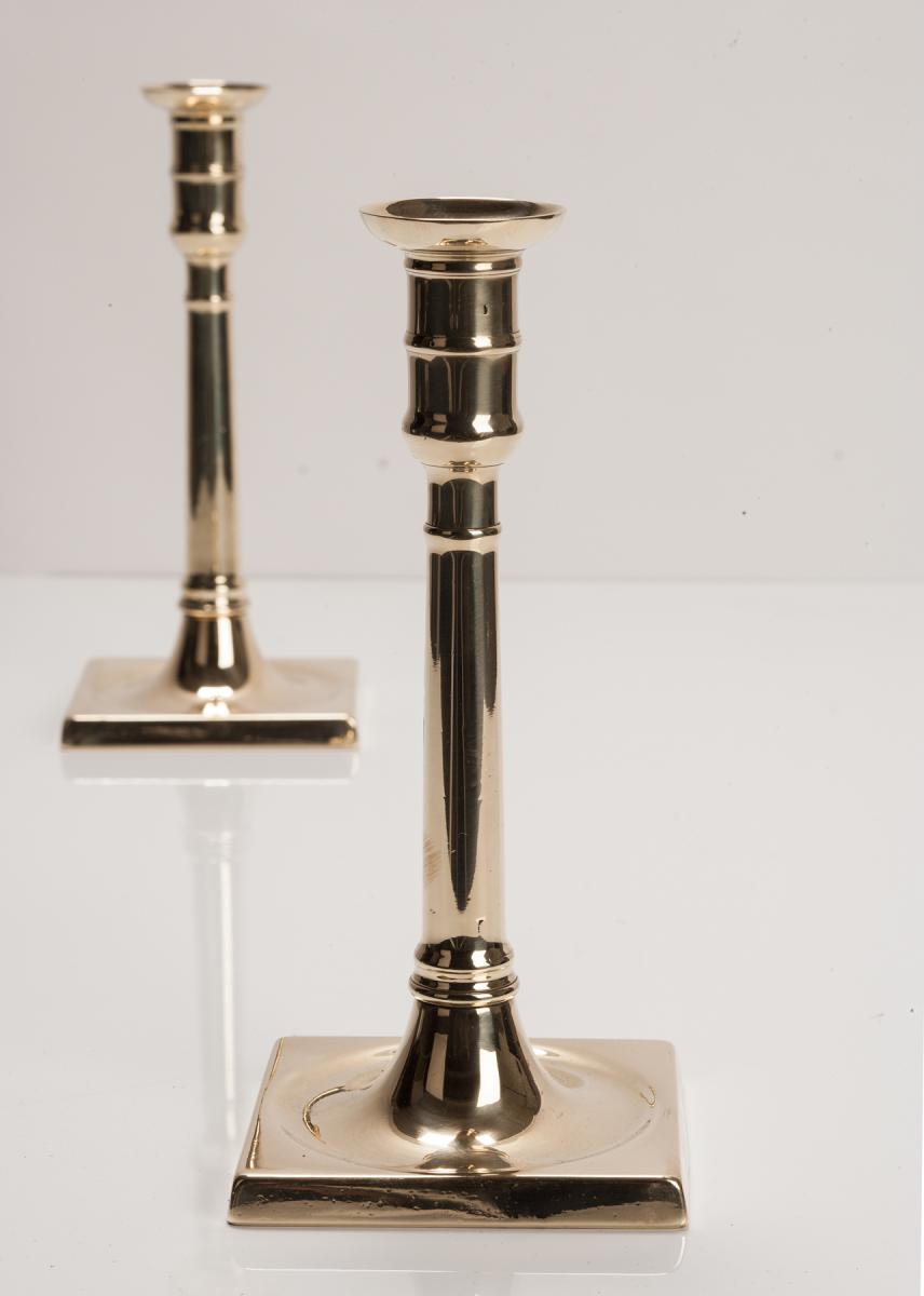 18th Century English Brass Candlesticks 